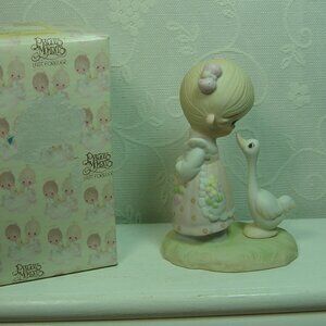 Vintage Precious Moments figurine-"Make a Joyful Noise"-girl with goose
